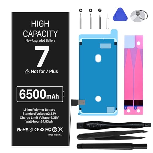 6500mAh Battery for iPhone 7 EVELLHPP High Capacity Li-ion Polymer Replacement Batteries for iPhone 7 Model A1660 A1778 A1779 A1780 0 Cycle with Repair Tools