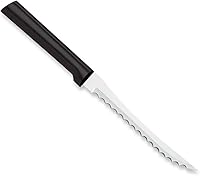 Vista 1 de Rada Cuchillo rebanador de tomate (W226), hoja dentada de acero inoxidable de 5 pulgadas, mango negro