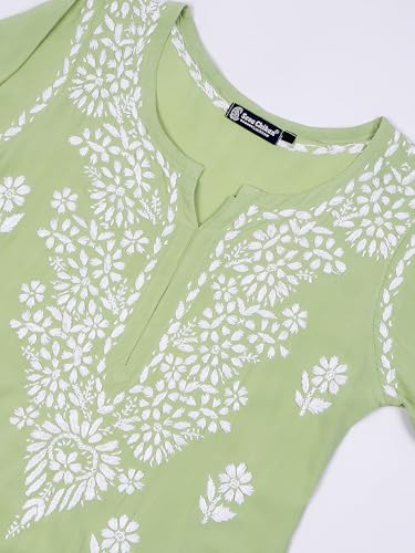 Image of Seva Chikan Hand Embroidered Lucknowi Chikankari Rayon Kurta and Palazzo Set SCL8037