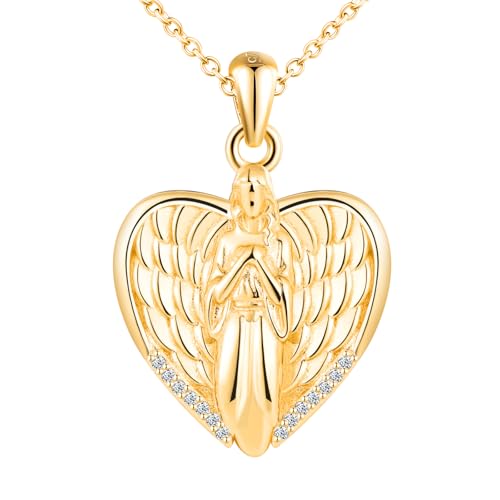 MICSAVI Angel Photo Necklace 925 Sterling Silver Picture Locket Personalised Necklace for Women Girls, Wings Pendant with 19.69 Inch Chain Adjustable for Mum Girlfriend Daughter