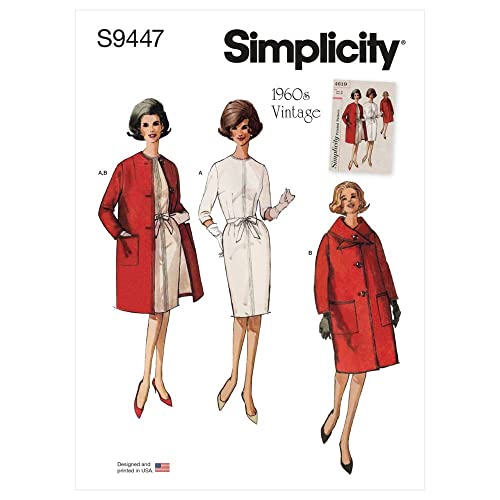 Simplicity Sewing Pattern S9447 Misses' Dress, Coat and Scarf, weiß