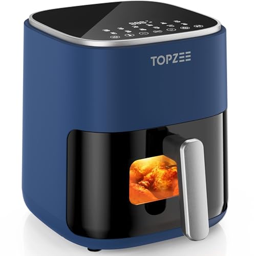 TOPZEE Air Fryer 12-in-1, Compact & Large 5.5-Qt Airfryer, 100-400℉ Precise Heat, 360°Hot Air Circulation, 95% Less Oil, Quick Easy Meals, Bake, Dry, Reheat, Frozen, Broil, Proof Dark Blue