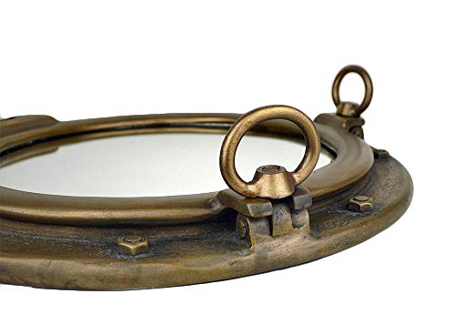 Nautical Tropical Imports Porthole Mirror Wall Mount Antique Brass 20 Inch Diameter - Image 5