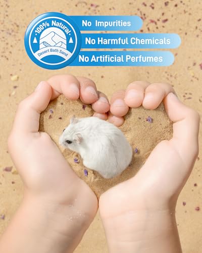 Image of BUCATSTATE Hamster Sand, No-Dust 6.6LB Chinchilla Dust Bath with Pour Spout, 100% Natural Desert Bathing Sand for Syrian Hamster Gerbil Rat Mice Small Animals (Flower Smell)