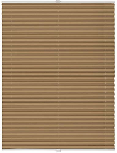 ondeco Plissee ohne Bohren mit Klemmträger, Sonnenschutz für Fenster innen, Jalousien Fenster ohne Bohren Blickdicht, Faltrollo Sichtschutz für Tür Fensterrahmen, Rollo Cappuccino 90x130 cm