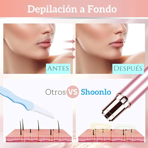 Image of Painless Women Facial Epilator, Rechargeable Electric Face Epilator, Hair Remover for Bikini /Armpits /Mustache /Chin /Arms, 2 Replacement Heads Included (Rose Gold)