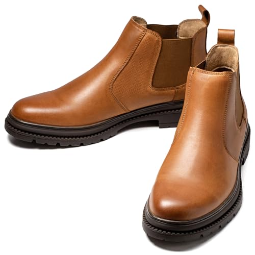 Image of OKKO Mens Chelsea Boots Genuine Leather Dress Boots for Men Classic Stylish Casual Slip On Ankle Boot for Men