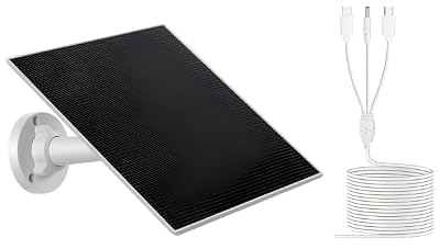 ywmvcm 3W Solar Panel with Built-in 4000mAh Battery, Universal 5V Solar Charger for Security Camera, Anti-Drain 3-in-1 Cable (Type-C/Micro/DC)
