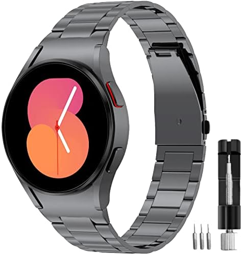 Miimall Metal Strap for Samsung Galaxy Watch 5/Watch 5 Pro/Watch 4/Watch 4 Classic 40mm 42mm 44mm 46mm, Stainless Steel Band Folding Clasp Adjustable Replacement strap for Galaxy Watch 5-Gray