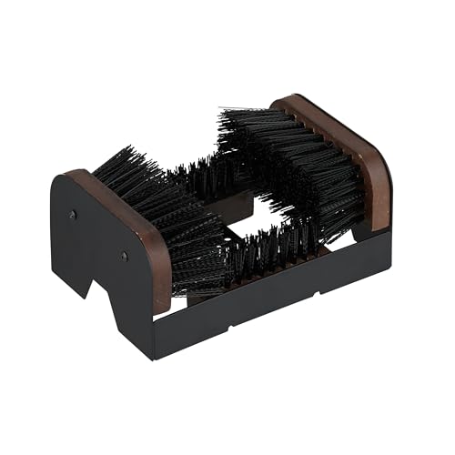 Relaxdays Pulisci Scarpe Ingresso con Spazzole, Pulizia Suola Stivali, Raschietto a Setole Dure, Esterno, Nero Marrone, 40% Ferro, 10,5 x 23 x 15,5 cm