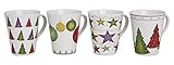 4er Set Weihnachtstassen 11cm, Ø 8,5cm, 300ml | Kaffeebecher, Glühweintassen mit Weihnachtsmotiven, Tassen für Weihnachten sind spülmaschinengeeignet