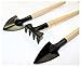 HOMEGARDEN 3-Piece Mini Garden Tool Set | Steel Spades & Raking Tool | Solid Wooden Handles | Ideal for Potted Plants & Precision Gardening