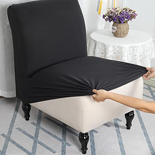 Liykimt-Armless-Accent-Chair-Cover-SlipcoverSlipper-Chair-Stretch-Spandex-Removable-for-Armless-Chair-Furniture-Protector-Covers-for-Living-Dining-Room-Hotel-Black-2 Liykimt Armless Accent Chair Cover SlipcoverSlipper Chair Stretch Spandex Removable for Armless Chair Furniture Protector Covers for Living Dining Room Hotel Black 2