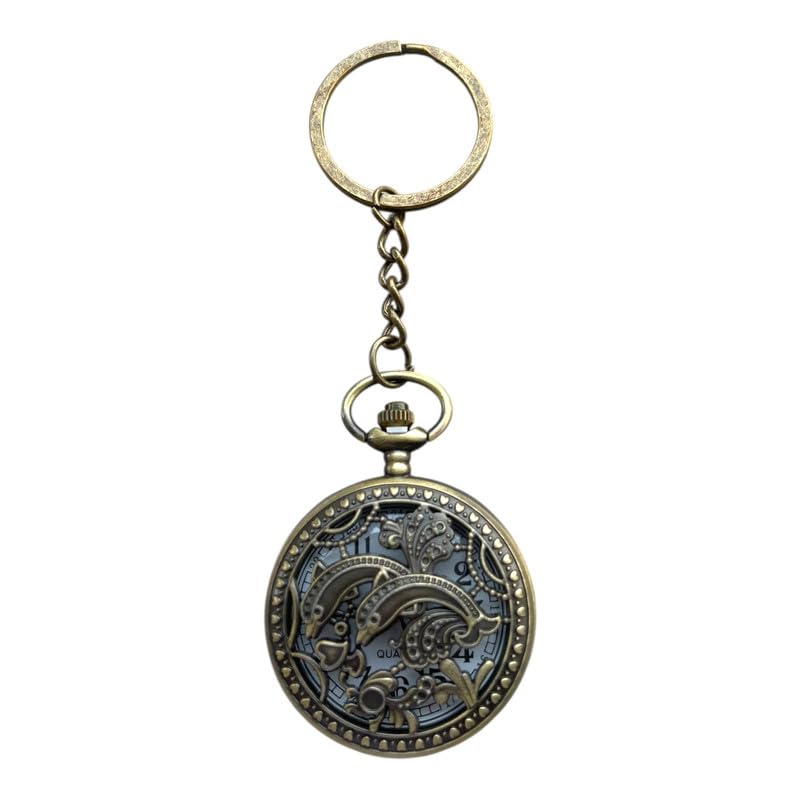 Dolphin Pocket Watch(Working) Metallic Keychain with Box