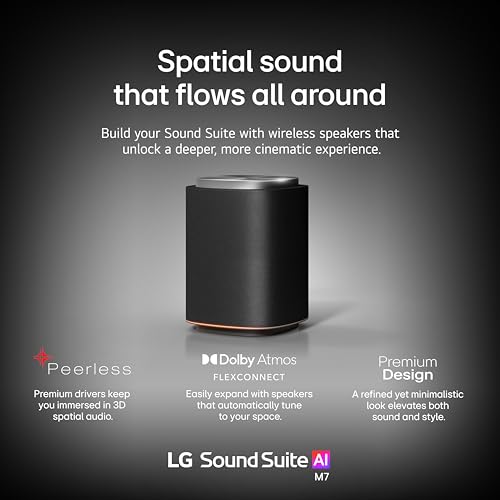 Image of LG M7 Sound Suite Wireless Speaker with Dolby Atmos FlexConnect- Bluetooth and Wi-Fi, Google Cast & AirPlay - 3 Drivers + 4 inch Woofer - Connect to TVs & H7 Soundbar - (New 2026 Model)