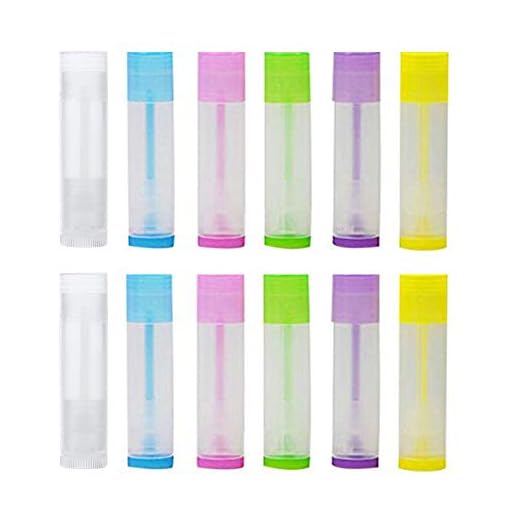 48 stycken tomma läppbalsam, genomskinliga rör med vridbotten och topplock, tomma läppbalsam, plast, gör-det-själv läppglansrör läppstift, flaskbehållare, hemlagad läppbalsam (5 g 6 färger)