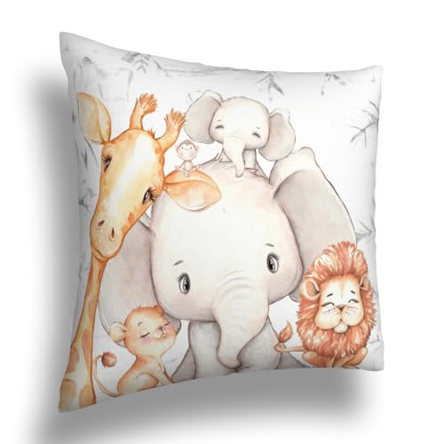 Africa Safari Animals Kids Pillow Nursery Decoration Velvet Throw Pillow Covers Sofa Pillowcase Car Square Throw Pillowcases Home Decoration 10x10Inch, Style 3, WXB6666 - Image 3