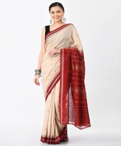 Image of Nuapatna Cotton Saree of Odisha Ikkat Orissa Traditional Handloom Sari | Bomkai | Pata | Nuapatana | sambalpuri saree | khandua patta sare | without Blouse S6
