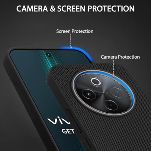 Image of TOUCCH Back Case Cover for Vivo T4 / iQOO Z10 5G| Shock Proof Design & 360 Degree Protection| Premium Soft Black Cover for Vivo T4 | Silicone Sand Blast - Black