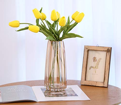 Luxspire Glass Vase, Ins Style Irised Crystal Clear Floral Flower Plant Decorative Container Vase for Home Office Desk Dinner Decoration, Ideal Gifts for Birthday Wedding Housewarming - Amber - Afbeelding 5