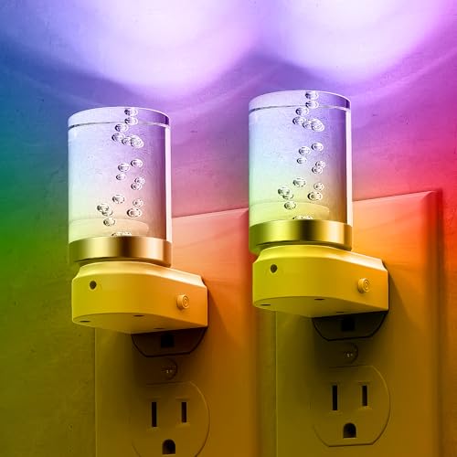 Image of L LOHAS LED Night Light, Night Lights Plug into Wall, Color Changing Nightlight RGB with Dusk to Dawn Sensor, for Halloween, Christmas, Holiday, Hallway Bedroom Kids Room, 2 Pack