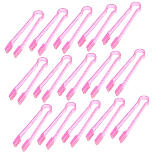 Cabilock 15pcs Transparent Mini Food Tongs Reusable Kitchen Utensils for Serving Ice Salad and Appetizers at Parties and Buffets Compact Appetizer Tongs for Easy Handling