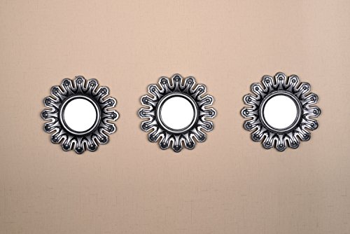 All American Collection New Seperated 3 Piece Decorative Mirror Set, Wall Accent Display (Silver Crown)