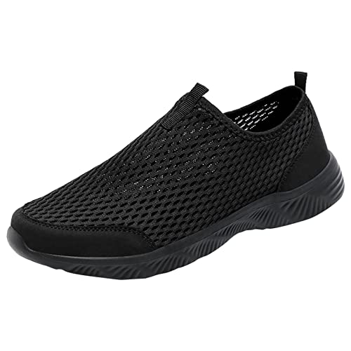 Zapatillas ligeras para hombre, con cámara de aire, para correr, cómodas, para caminar, de malla transpirable, informales, para gimnasio, entrenamiento, deportes al aire libre, Black, 40 2/3 EU