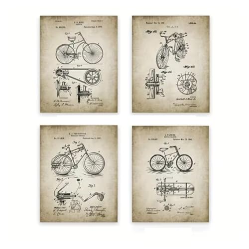 Design de vélo rétro pour chambre : décorez vos murs avec 4 affiches vintage sur toile
