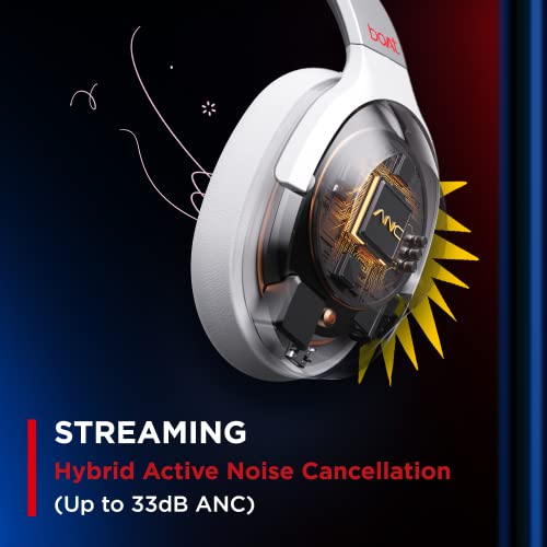 Image of Boat Nirvana 751 ANC Netflix Stream Edition Hybrid Active Noise Cancelling Bluetooth Over Ear Headphones with Up to 65H Playtime, ASAP Charge, Ambient Sound Mode, Immersive Sound, Carry Pouch(Silver)