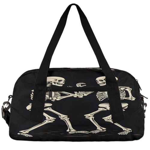 Rock and Roll Skull Skeleton Kids Duffle Bag Boys Girls Small Sport Dance Gym Bag for Overnight Travel Weekender Carry On