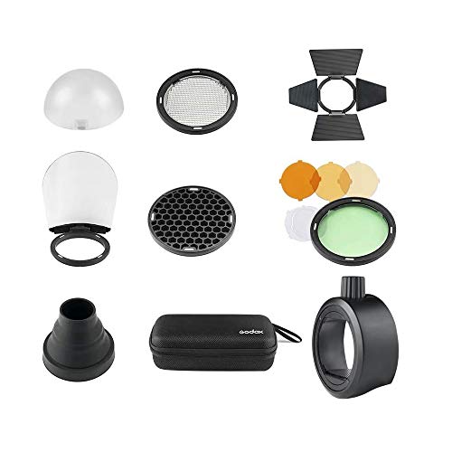 Godox S-R1 Flash Speedlight Adapter&Godox AK-R1 Round Flash Head Accessory Barn Door, Snoot