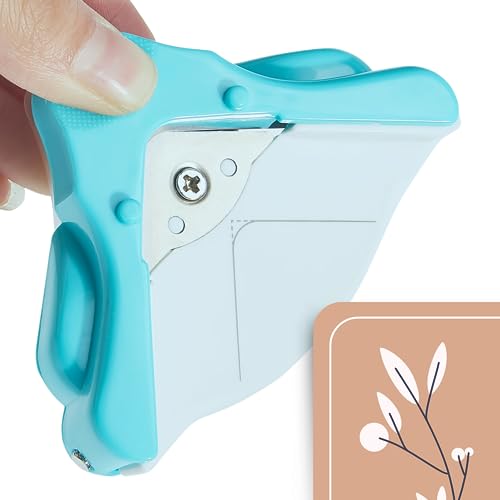 Paper Corner Rounder with Chips Tray – 5mm Corner Cutter Punch Tool for Photo Card Making Paper Cutting DIY Angle Tool for Scrapbooking Puncher for School Office DIY Projects (Blue)