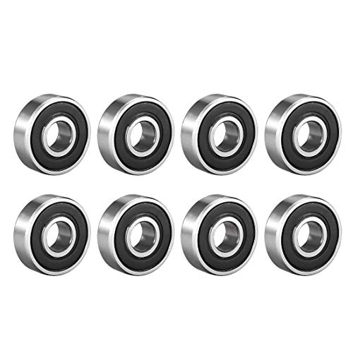 sourcing map 608-2RS Deep Groove Ball Bearing 8mm x 22mm x 7mm Double Sealed High Carbon Steel Z1 Bearings 8pcs