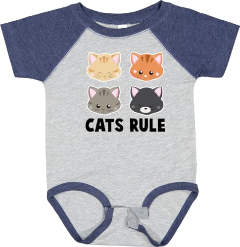 inktastic Cats Rule with Cat Heads Baby Bodysuit