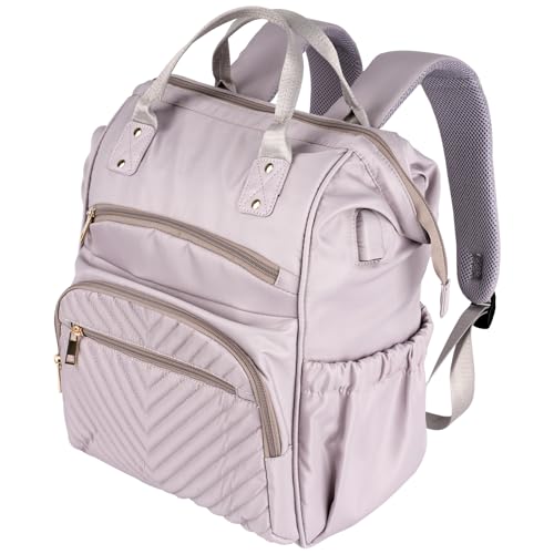 Laptop Backpack for Women, 16 Inch Fashion Computer Work Bag with USB Port, Large Capacity for Travel Business Casual, Purple