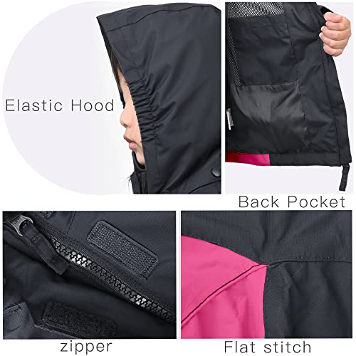 Image of YINGJIELIDE Boys Girls Waterproof Rain Jackets Kids Easy to Fold Windbreaker Lightweight Outdoor Hooded Raincoat
