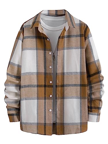 Floerns Men's Plaid Flannel Shirts Long Sleeve Regular Fit Button Down Causal Shirts