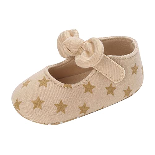 Spring and Autumn Children Baby Infant Shoes Girls Casual Shoes Lightweight Solid Color Star Bow Hook Loop Baby Shows (A, 5 Infant)
