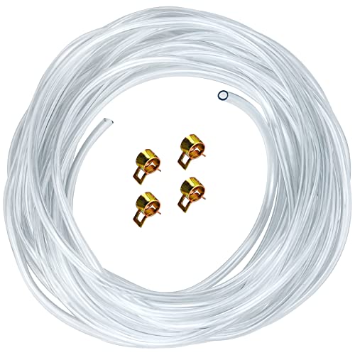 PVC Schlauch 10m, Benzinschlauch 4mm x 6mm mit 4 Schlauchschellen für Wasserschlauch Luftschlauch Ölschlauch Kraftstoffschlauch Benzinschlauch - Transparent