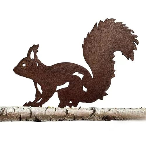 UCUNJIA Ornement d'écureuil, Décoration de jardin, Pelouse, Cour, Animal, Vintage, Rouillé, Multicolore