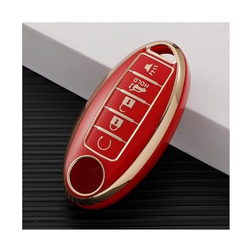 Coque clé Nissan Altima Sentra protège contre rayures et chutes étui 5 boutons rouge