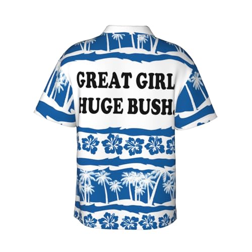 Great Girl Huge Bush-Shirt Funny T Shirts Hawaii Floral Casual Short Sleeve Tees for Men Women -XL Unisex Black