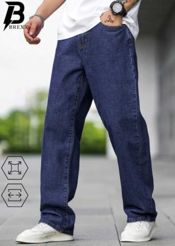 Image of Jeans for Men | Loose Fit Light Wash Denim Pants with Wide Leg Streetwear Style