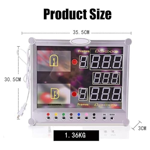 Marcador electrónico de billar con pantalla LED y control remoto de pared 5