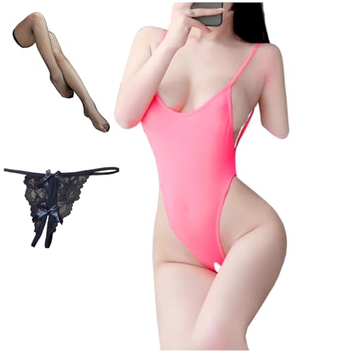 [OLYOLY] 3点セット 穴あき 超ハイレグ レオタード 透ける