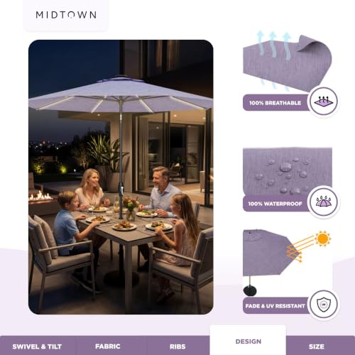 Image of Midtown Umbrellas LED Swilt - 8 Ft Solar LED Patio Umbrella Textured Purple