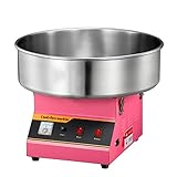  HYQNG Machine à Barbe à Papa électrique Commerciale, Machine à Barbe à Papa avec cuillère à Sucre et bâton de Bambou, pour Barbe à Papa de Style Champ de Foire pour Enfants et Adultes (Rose)