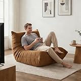 Yeecle Relax Loungebag Pouf XXL pour coin douillet - Bean Bag siège pour adultes - Fauteuil moelleux avec fond en mousse à mémoire pour salon et chambre à coucher (Marron)