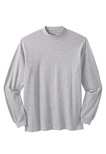 KingSize Men's Big & Tall Mock Turtleneck Long-Sleeve Cotton Tee - 3XL, Heather Grey
